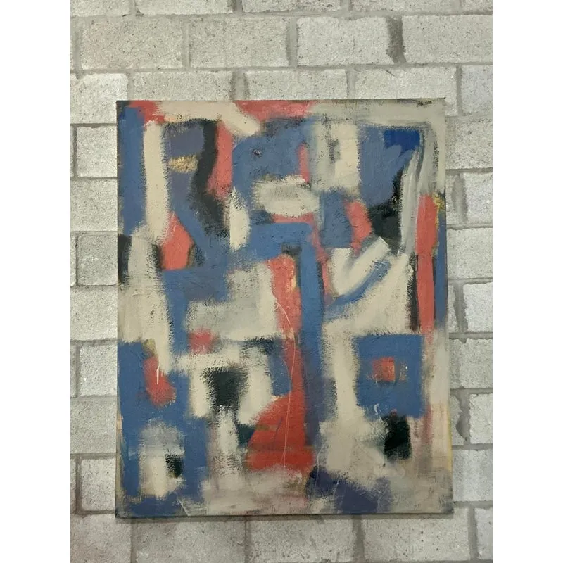 Vintage Boho Monumental Original Abstract Oil on Canvas - Canvas, 48W x 60H — additional photo 2