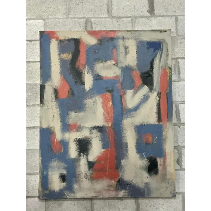 Vintage Boho Monumental Original Abstract Oil on Canvas - Canvas, 48W x 60H — additional photo 3