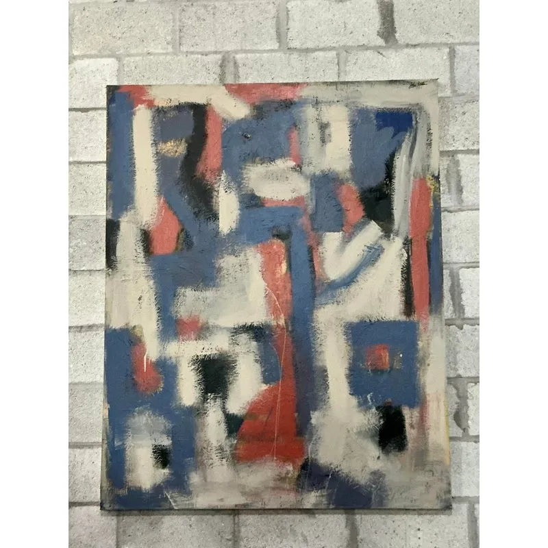 Vintage Boho Monumental Original Abstract Oil on Canvas - Canvas, 48W x 60H — additional photo 4