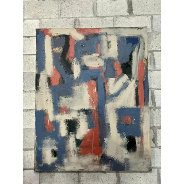 Vintage Boho Monumental Original Abstract Oil on Canvas - Canvas, 48W x 60H — additional photo 4