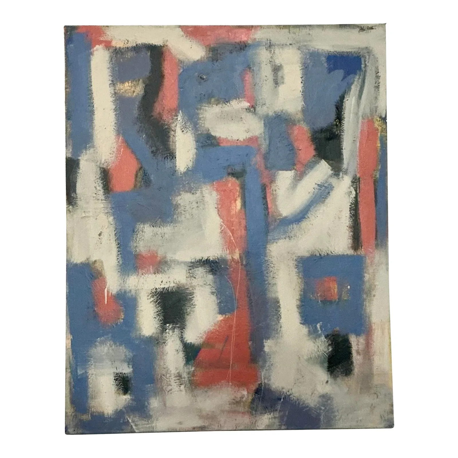 Vintage Boho Monumental Original Abstract Oil on Canvas - Canvas, 48W x 60H — additional photo 1
