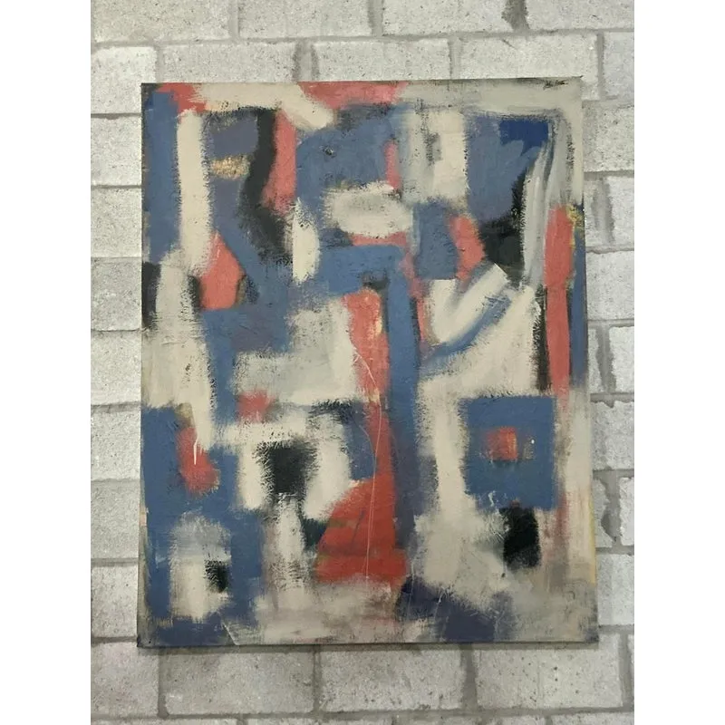 Vintage Boho Monumental Original Abstract Oil on Canvas - Canvas, 48W x 60H — additional photo 6