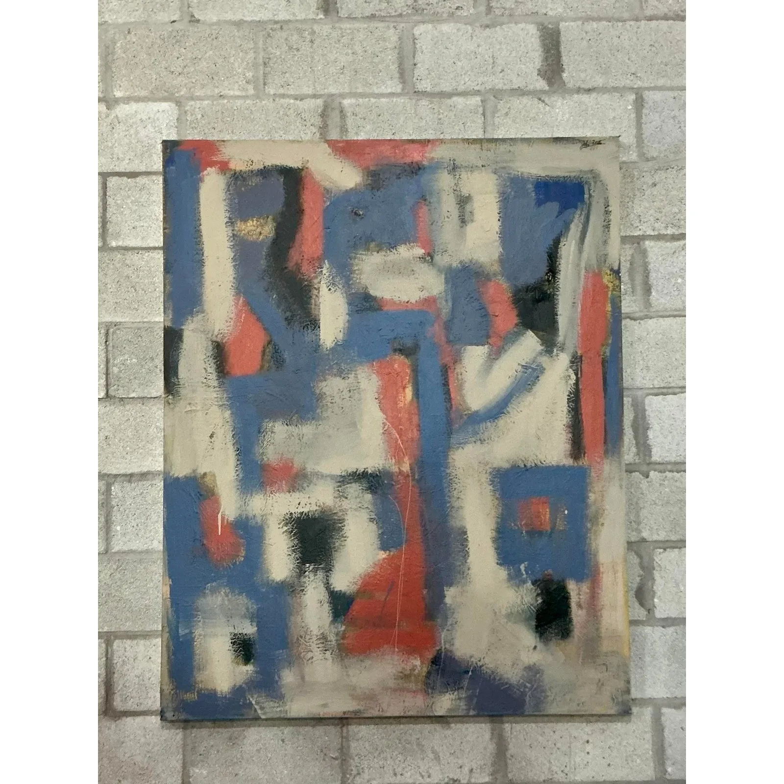 Vintage Boho Monumental Original Abstract Oil on Canvas - Canvas, 48W x 60H — additional photo 7