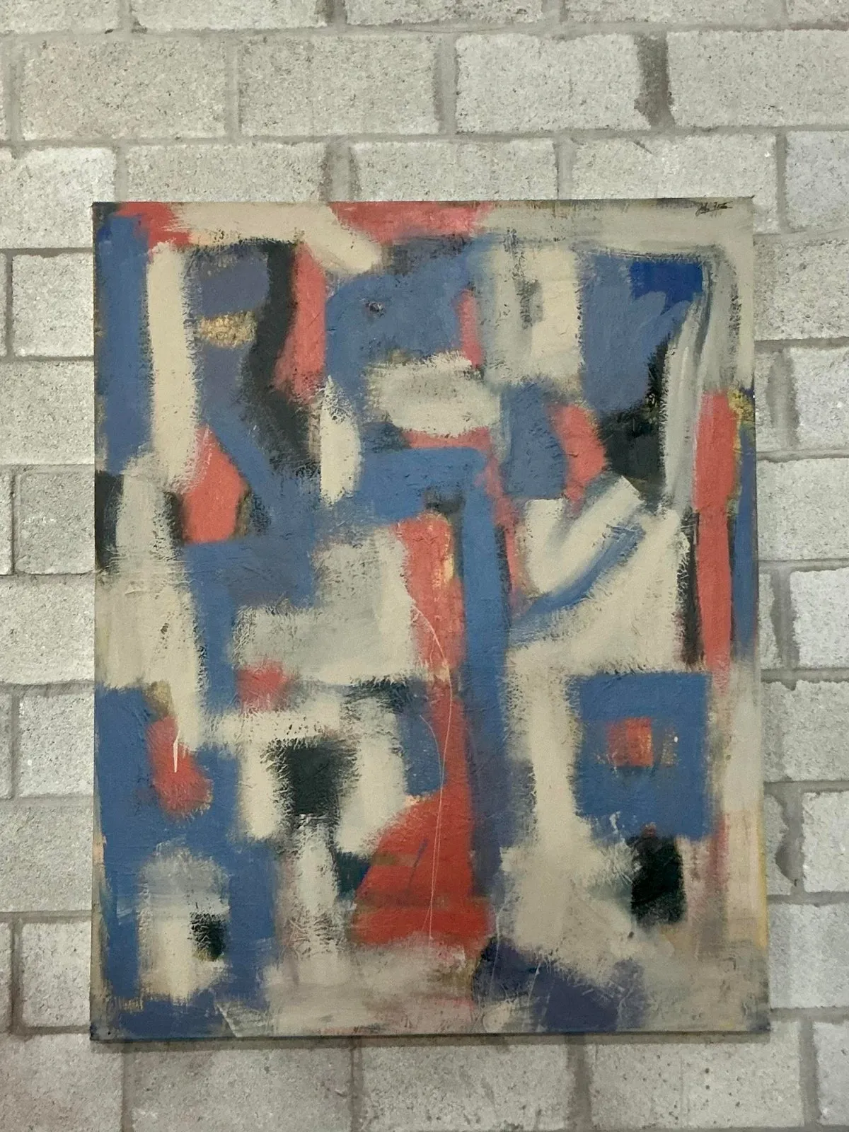 Vintage Boho Monumental Original Abstract Oil on Canvas - Canvas, 48W x 60H — additional photo 6