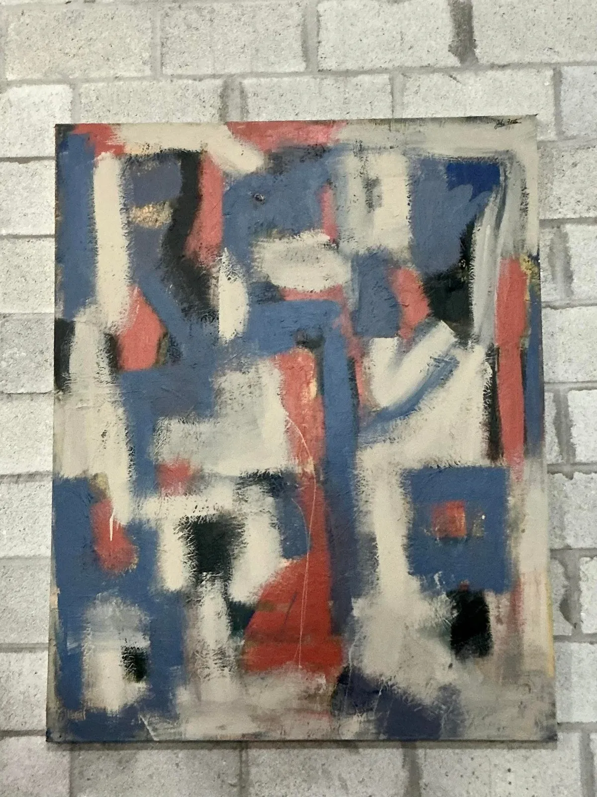Vintage Boho Monumental Original Abstract Oil on Canvas - Canvas, 48W x 60H — additional photo 8