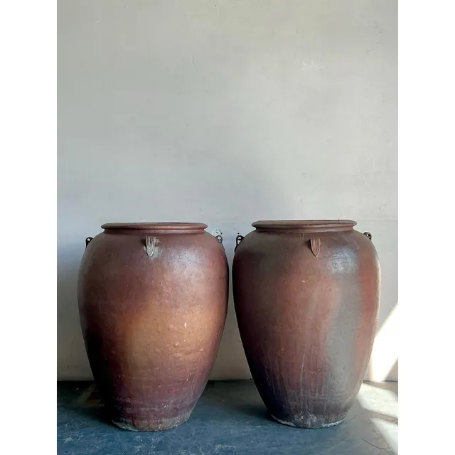 Vintage Boho Matte Glaze Ceramic Urns - A Pair — additional photo 4