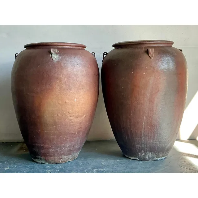 Vintage Boho Matte Glaze Ceramic Urns - A Pair — additional photo 2