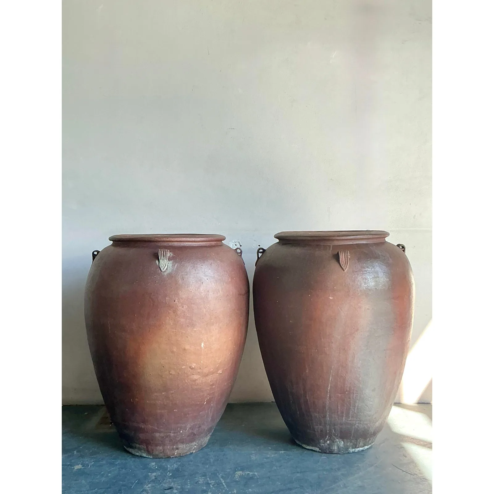 Vintage Boho Matte Glaze Ceramic Urns - A Pair — additional photo 7