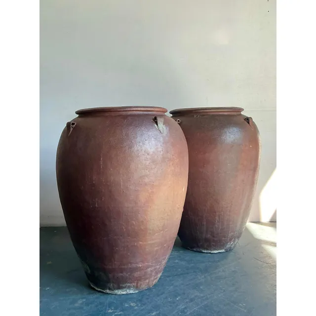 Vintage Boho Matte Glaze Ceramic Urns - A Pair — additional photo 8