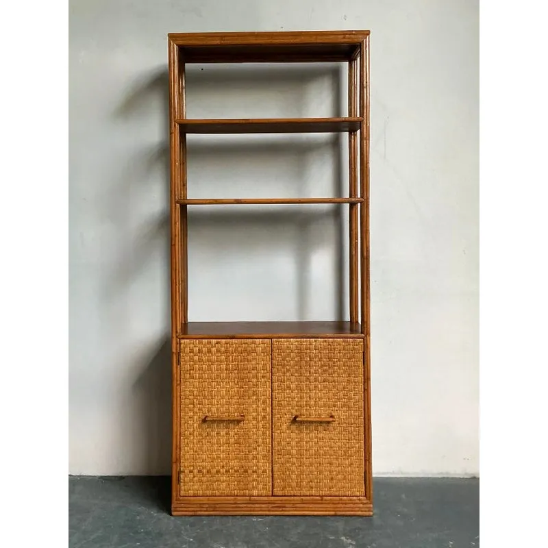 Vintage Boho Woven Rattan Etagere — additional photo 1