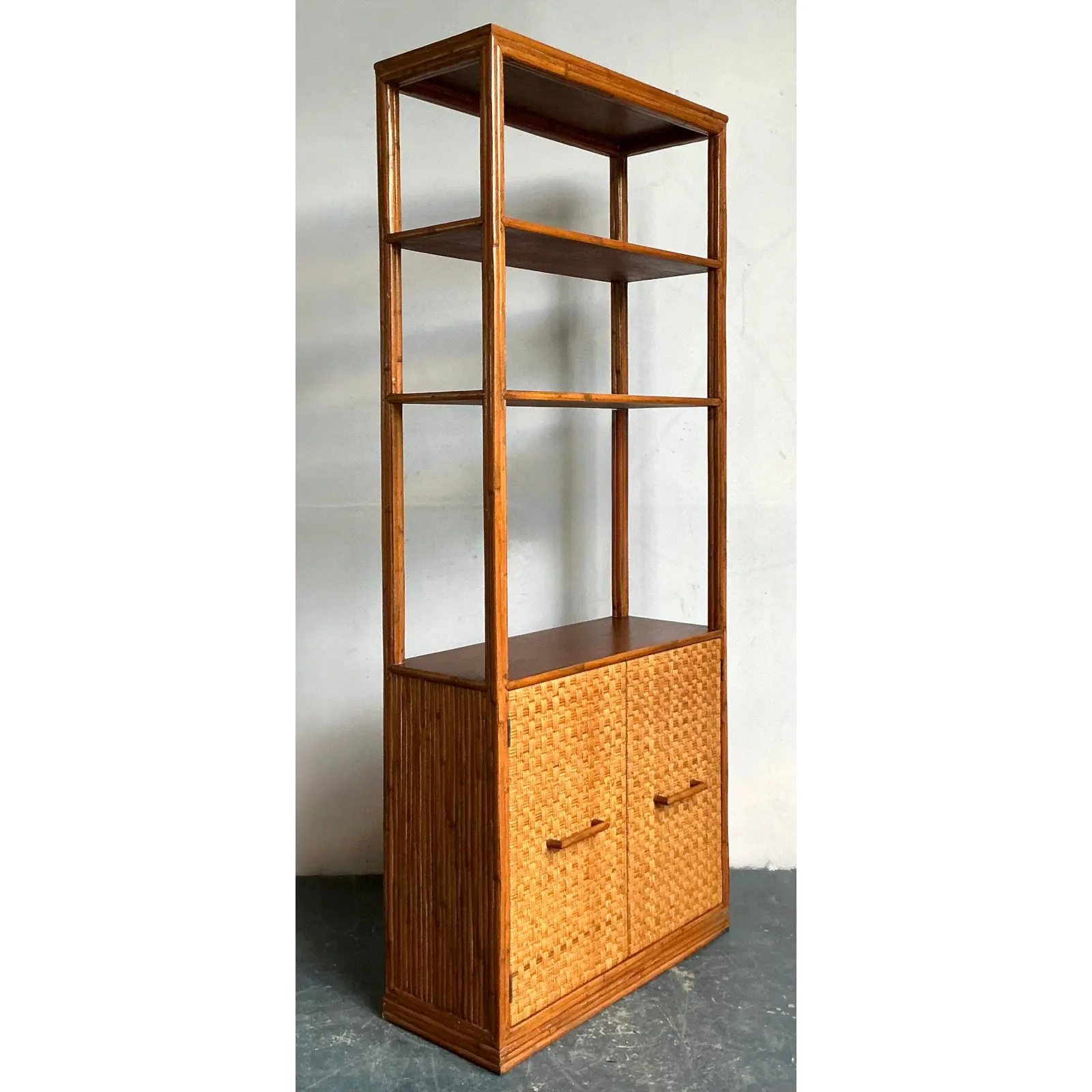 Vintage Boho Woven Rattan Etagere — additional photo 3