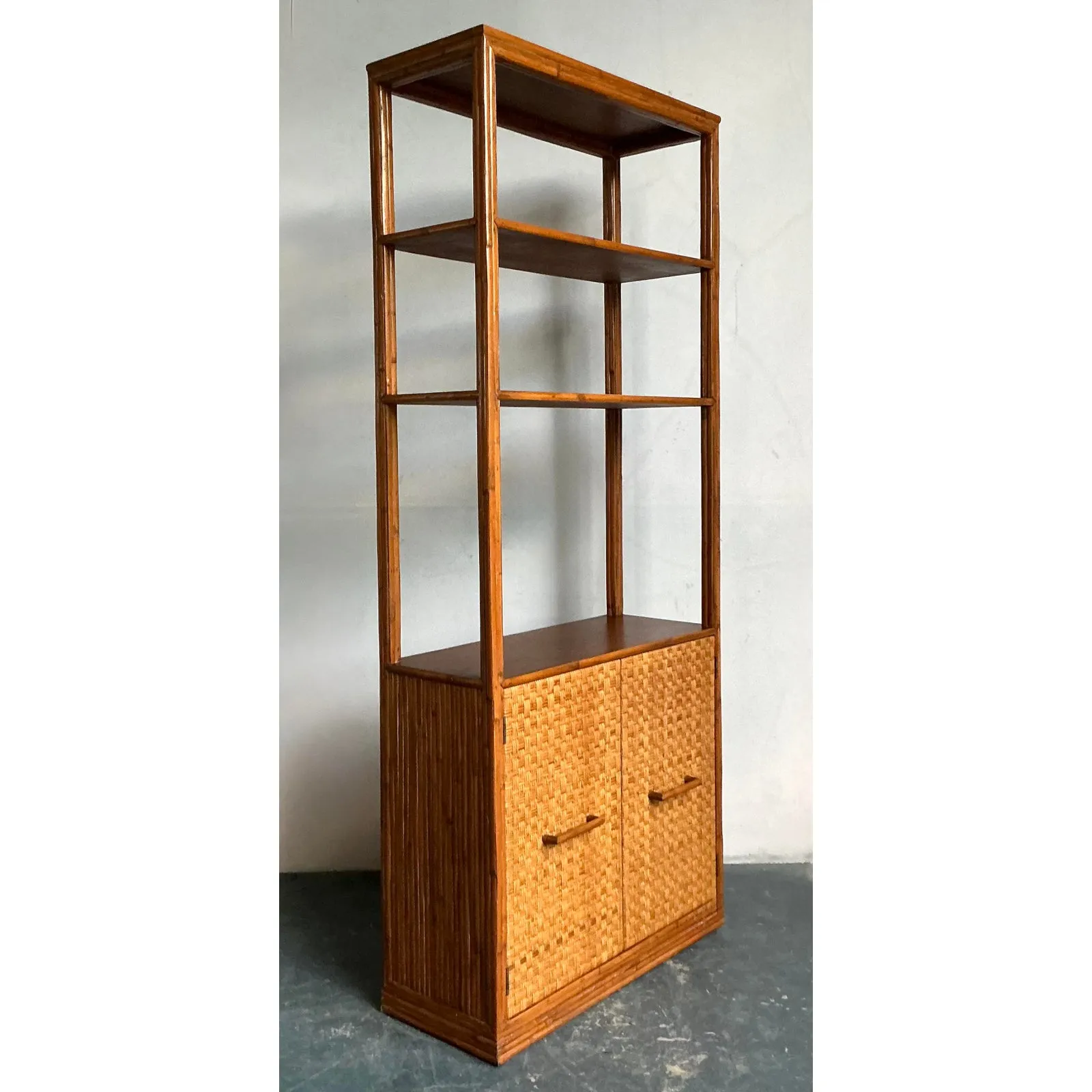 Vintage Boho Woven Rattan Etagere — additional photo 7