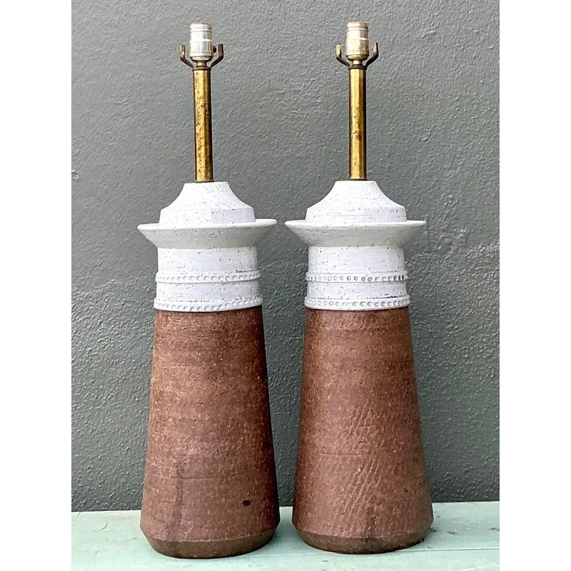 Vintage Boho Italian Ceramic Lamps After Bitossi — additional photo 5