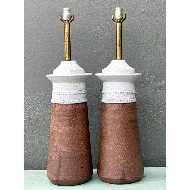 Vintage Boho Italian Ceramic Lamps After Bitossi — additional photo 5