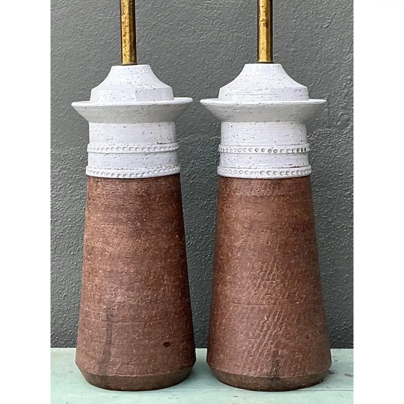 Vintage Boho Italian Ceramic Lamps After Bitossi — additional photo 3