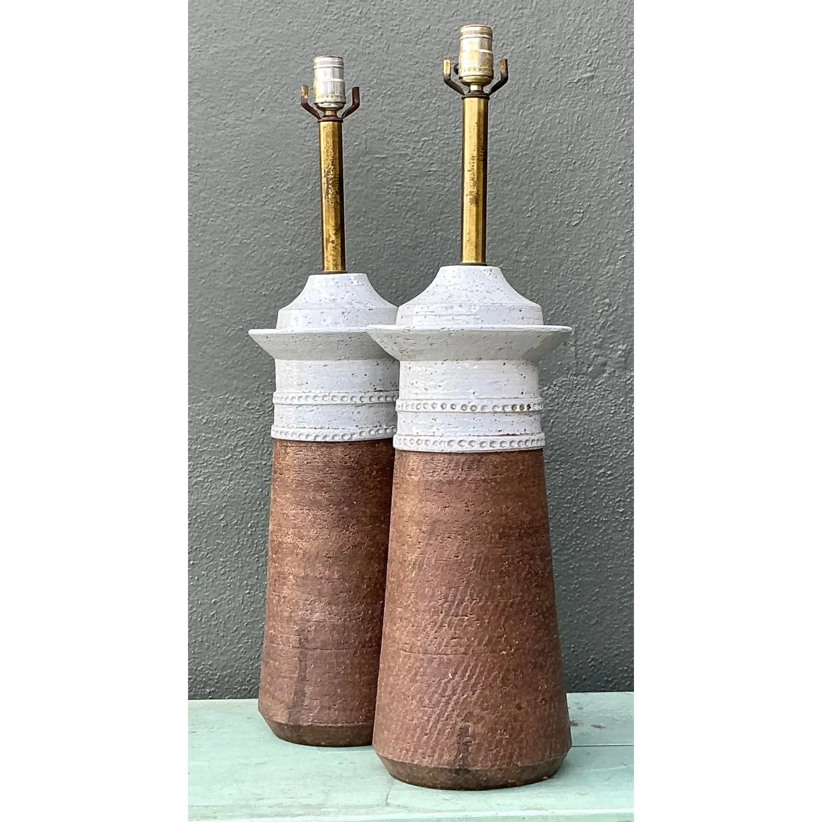 Vintage Boho Italian Ceramic Lamps After Bitossi — additional photo 7