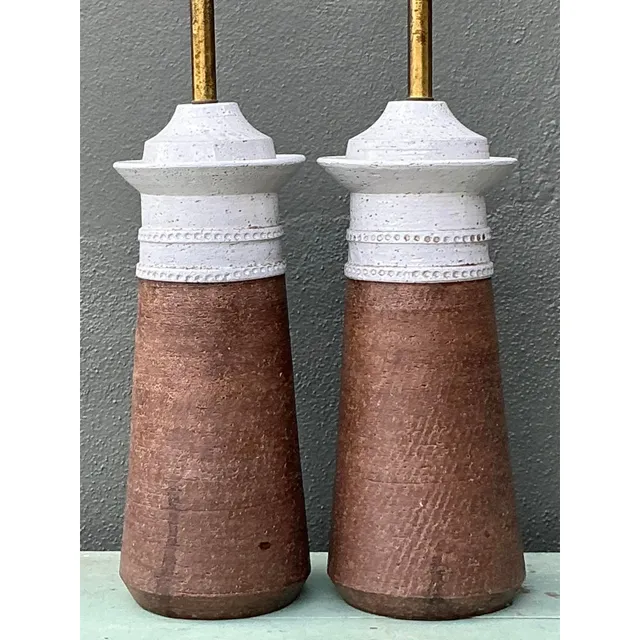 Vintage Boho Italian Ceramic Lamps After Bitossi — additional photo 2