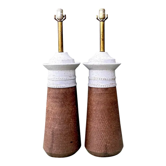 Vintage Boho Italian Ceramic Lamps After Bitossi — additional photo 1