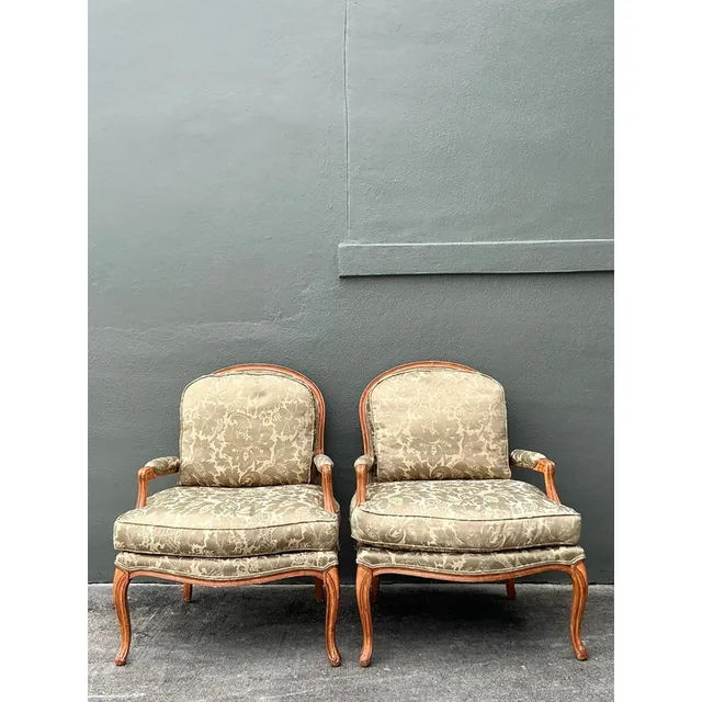 Vintage Regency Jacquard Fauteuil Chairs - A Pair — additional photo 5