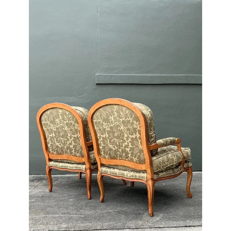 Vintage Regency Jacquard Fauteuil Chairs - A Pair — additional photo 6