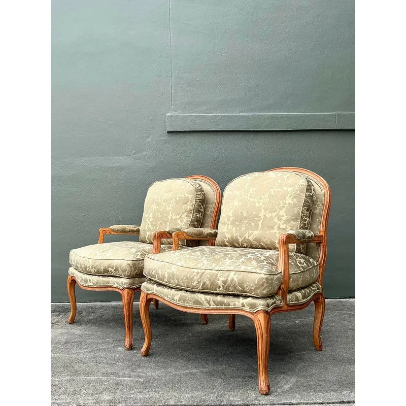 Vintage Regency Jacquard Fauteuil Chairs - A Pair — additional photo 2
