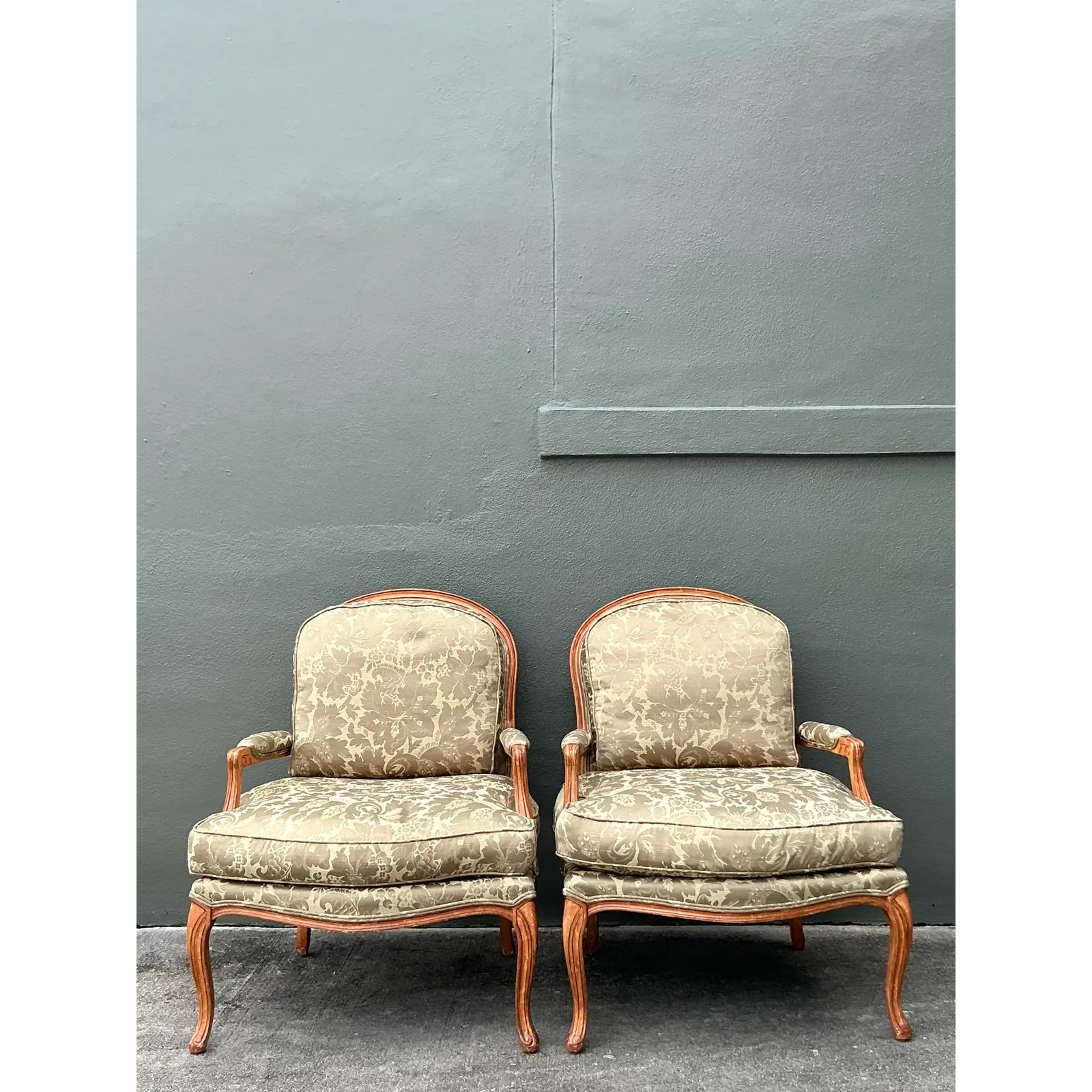 Vintage Regency Jacquard Fauteuil Chairs - A Pair — additional photo 7