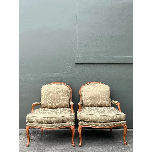 Vintage Regency Jacquard Fauteuil Chairs - A Pair — additional photo 7