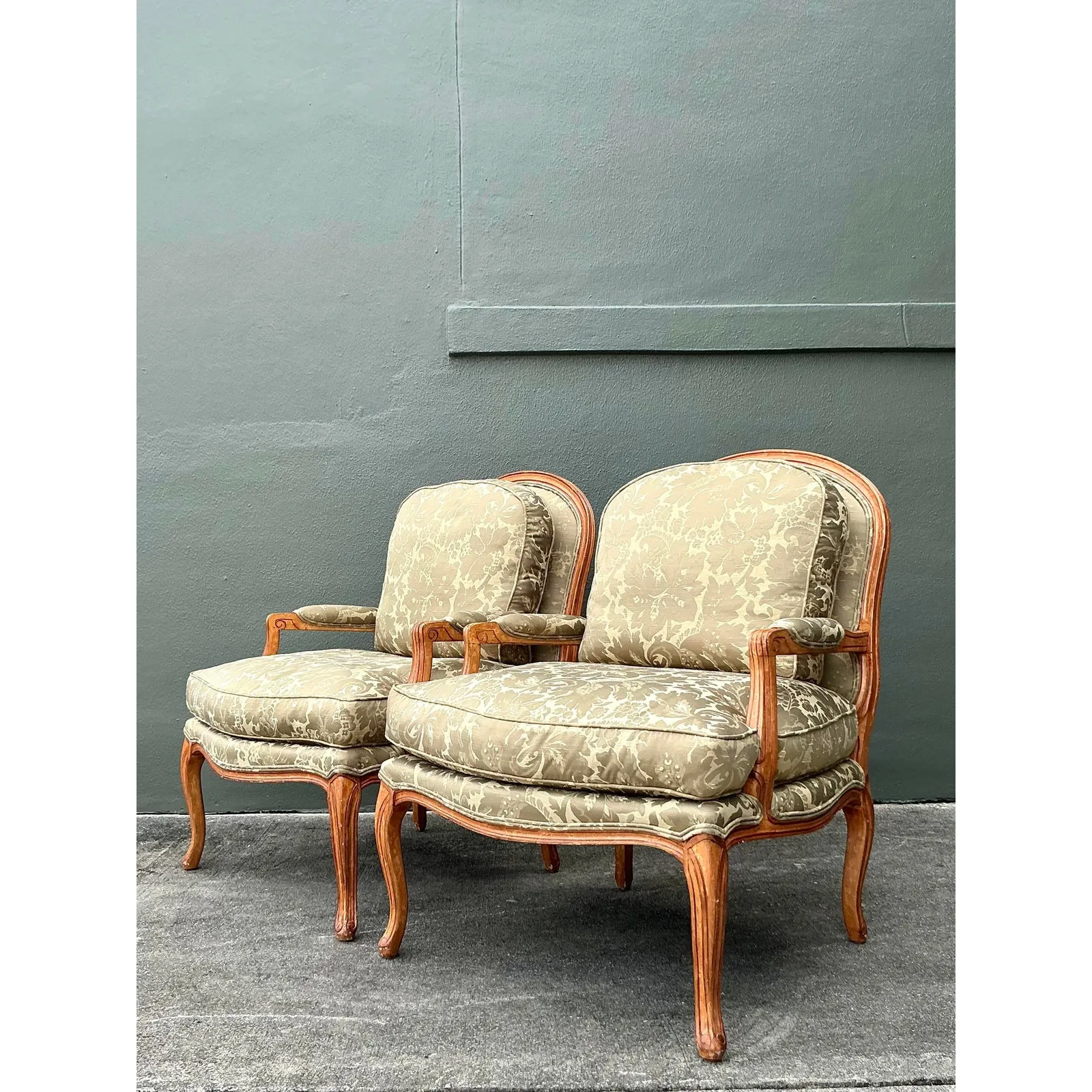 Vintage Regency Jacquard Fauteuil Chairs - A Pair — additional photo 4