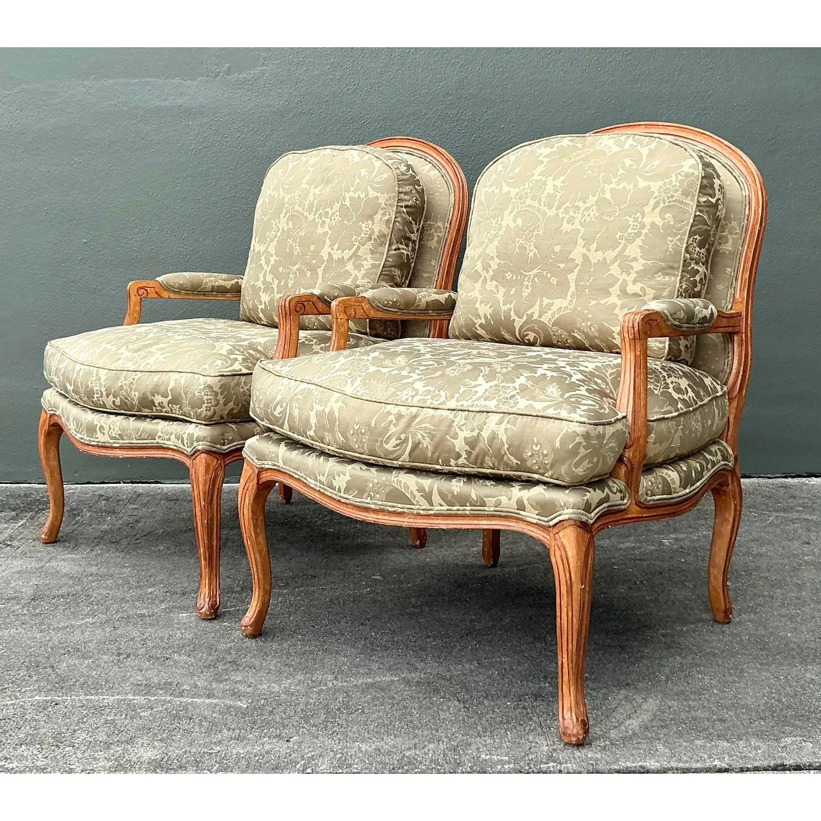 Vintage Regency Jacquard Fauteuil Chairs - A Pair — additional photo 3