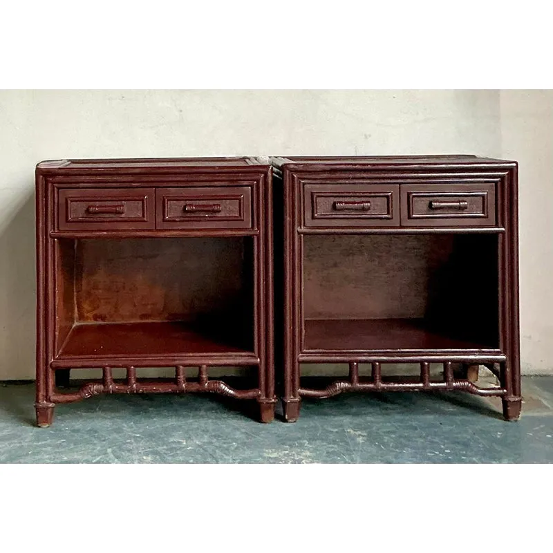Vintage Regency Fretwork Bamboo Nightstands - A Pair — additional photo 7