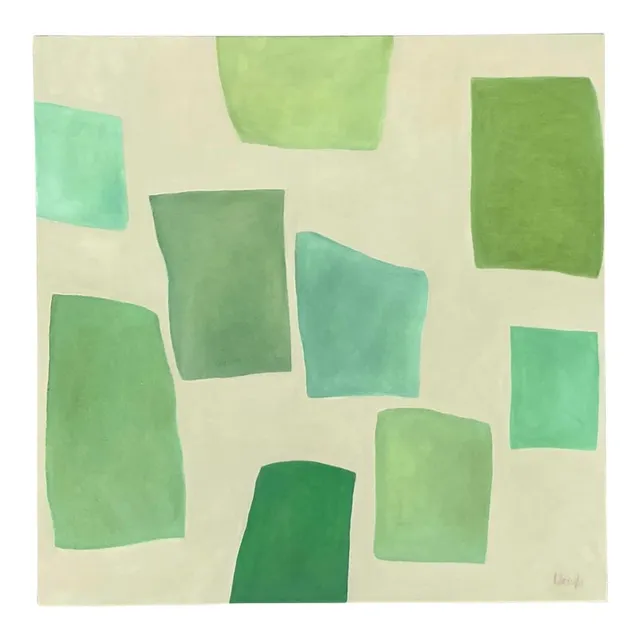 Vintage Boho Original Geometric Abstract Oil on Canvas - Canvas, 36W x 36H — additional photo 1