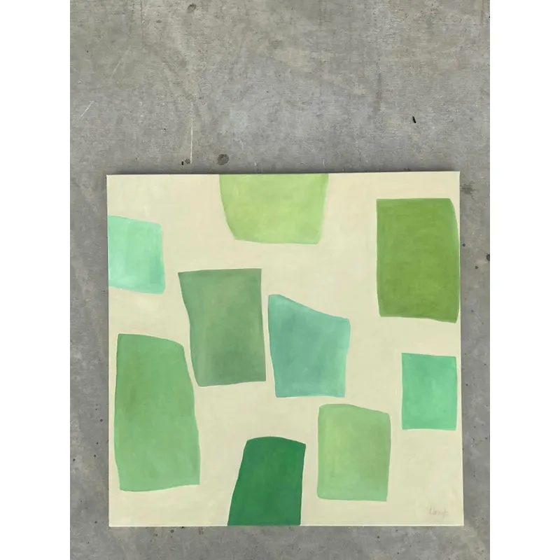 Vintage Boho Original Geometric Abstract Oil on Canvas - Canvas, 36W x 36H — additional photo 4