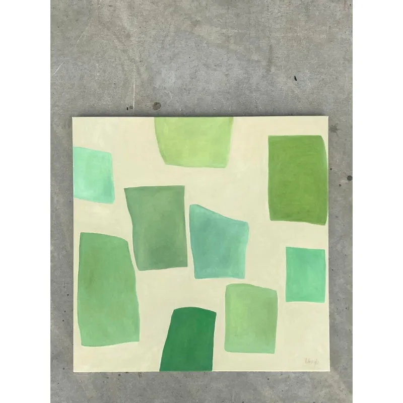 Vintage Boho Original Geometric Abstract Oil on Canvas - Canvas, 36W x 36H — additional photo 6