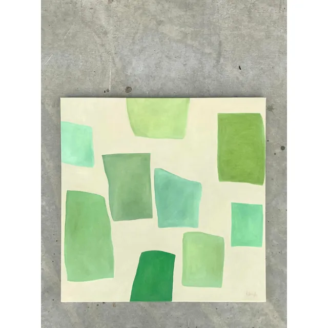Vintage Boho Original Geometric Abstract Oil on Canvas - Canvas, 36W x 36H — additional photo 3