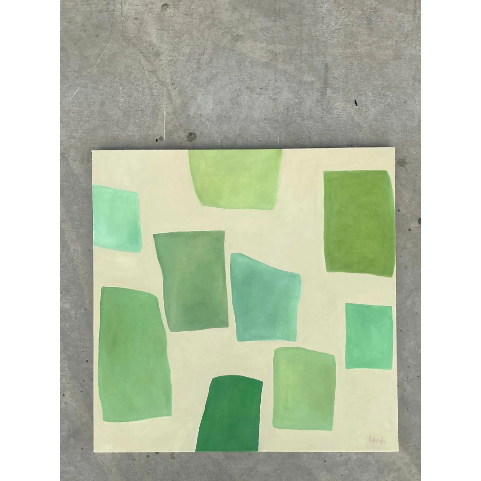 Vintage Boho Original Geometric Abstract Oil on Canvas - Canvas, 36W x 36H — additional photo 7
