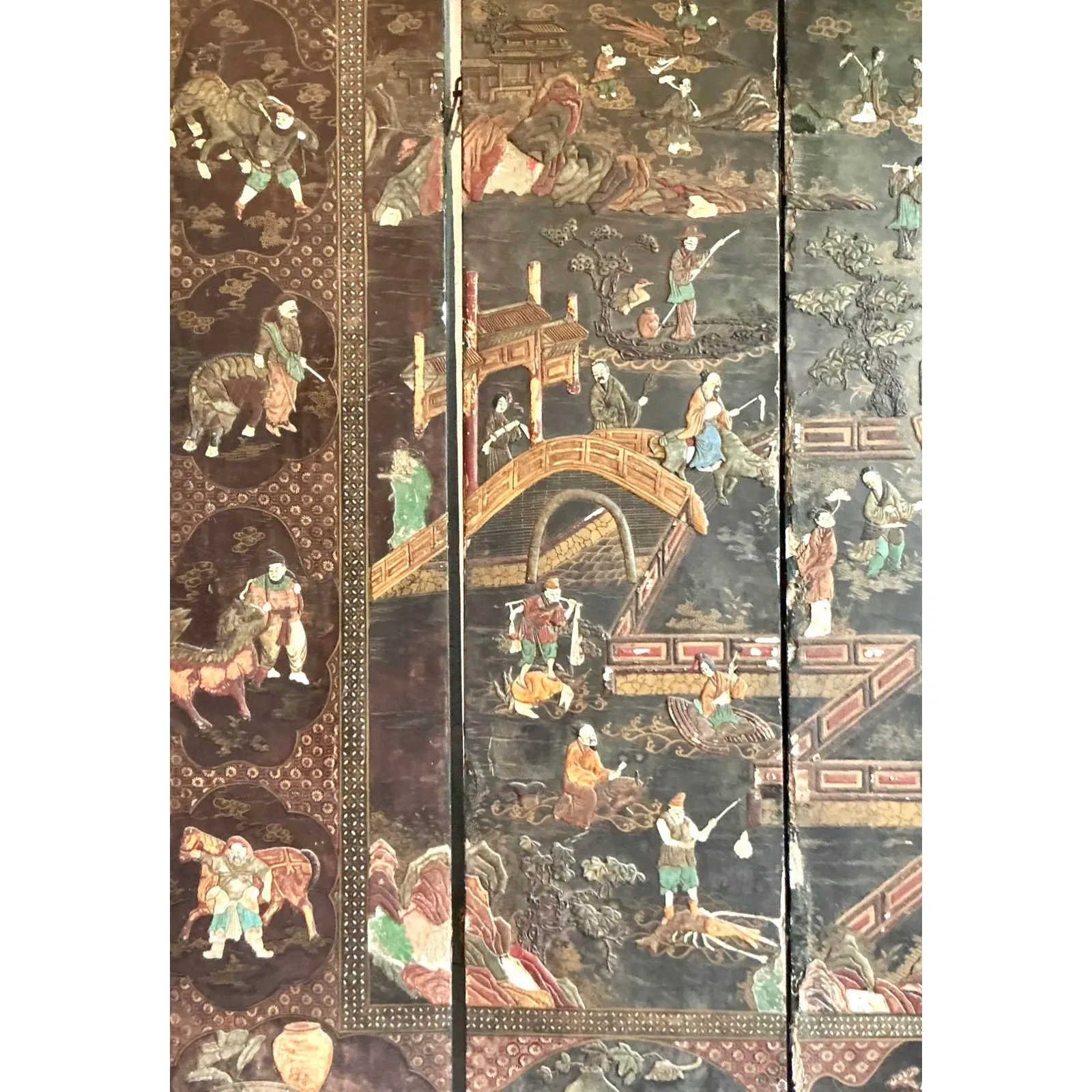 Vintage Asian 19th Century 8 Panel Coromandel Screen — additional photo 5