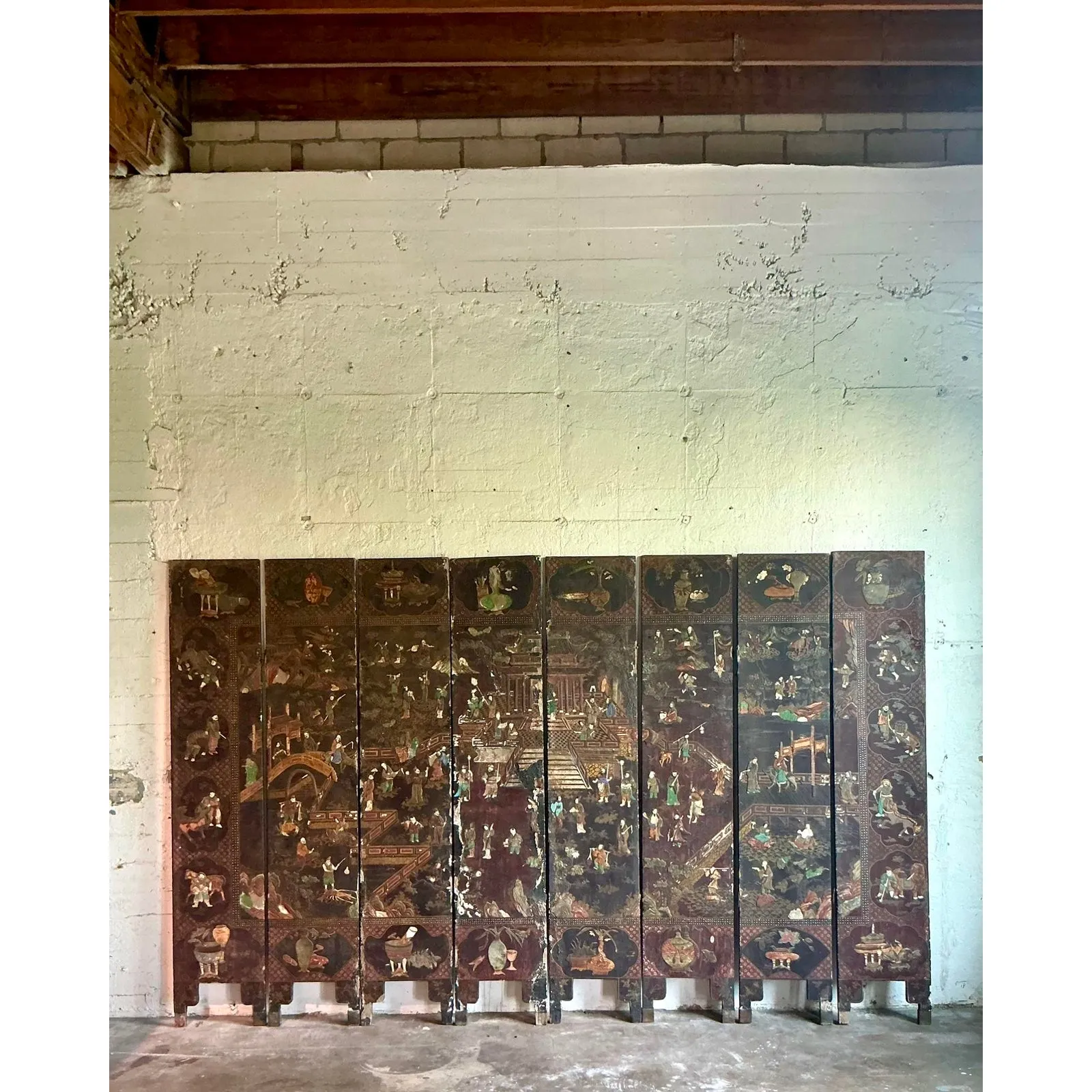 Vintage Asian 19th Century 8 Panel Coromandel Screen — additional photo 1