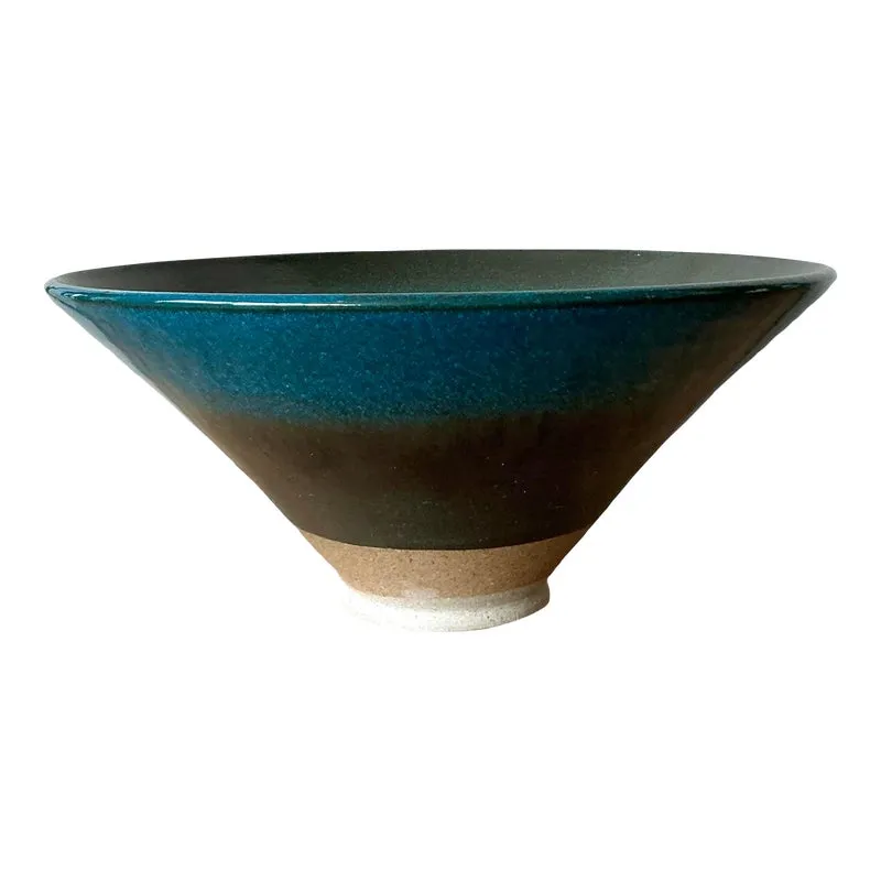 Vintage Boho Original Studio Pottery Bowl - Ceramic, 12.25W x 5.5H — additional photo 1