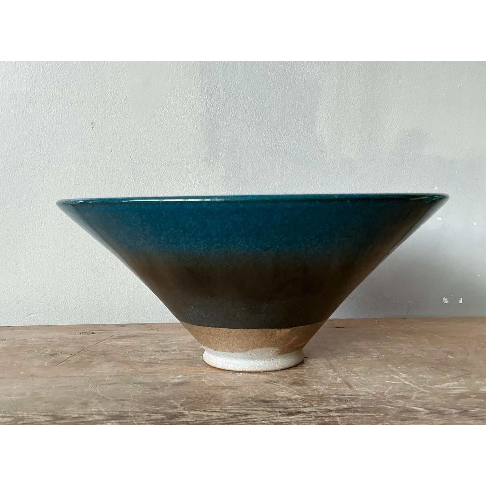 Vintage Boho Original Studio Pottery Bowl - Ceramic, 12.25W x 5.5H — additional photo 3
