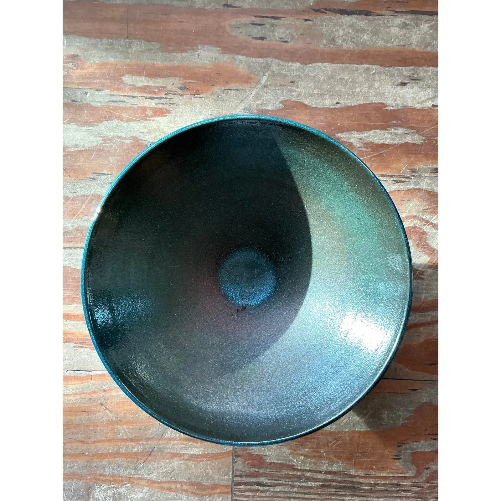 Vintage Boho Original Studio Pottery Bowl - Ceramic, 12.25W x 5.5H — additional photo 4