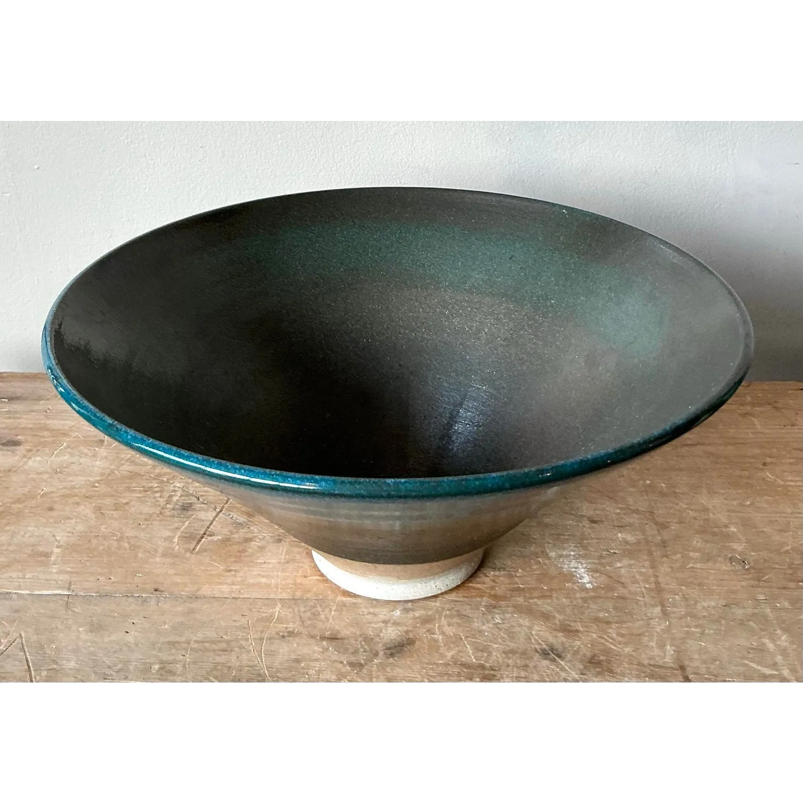Vintage Boho Original Studio Pottery Bowl - Ceramic, 12.25W x 5.5H — additional photo 6