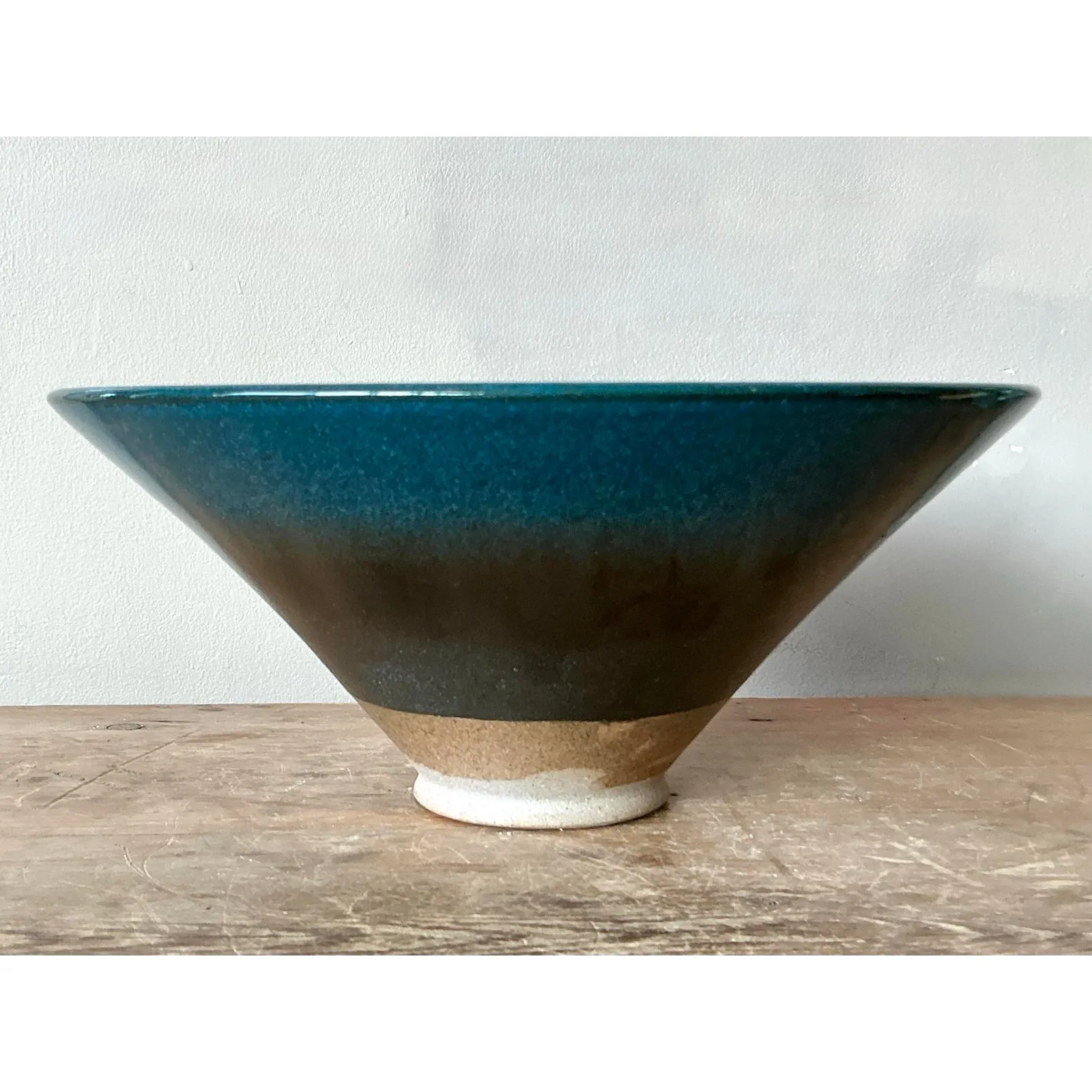 Vintage Boho Original Studio Pottery Bowl - Ceramic, 12.25W x 5.5H — additional photo 7
