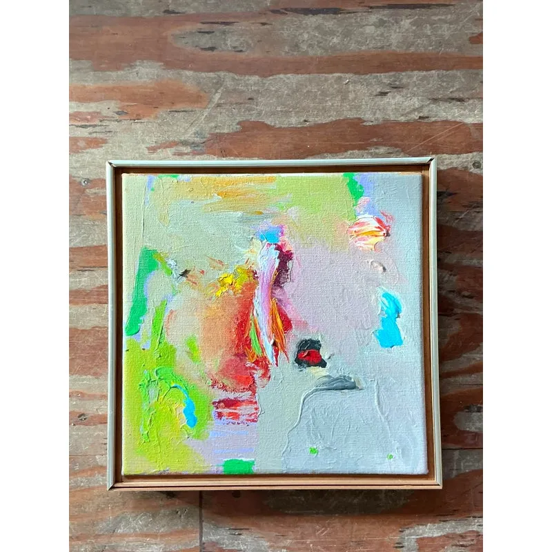 Vintage Boho 1980s Abstract Oil Painting on Canvas — additional photo 2