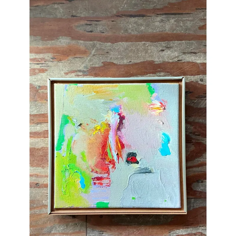 Vintage Boho 1980s Abstract Oil Painting on Canvas — additional photo 4