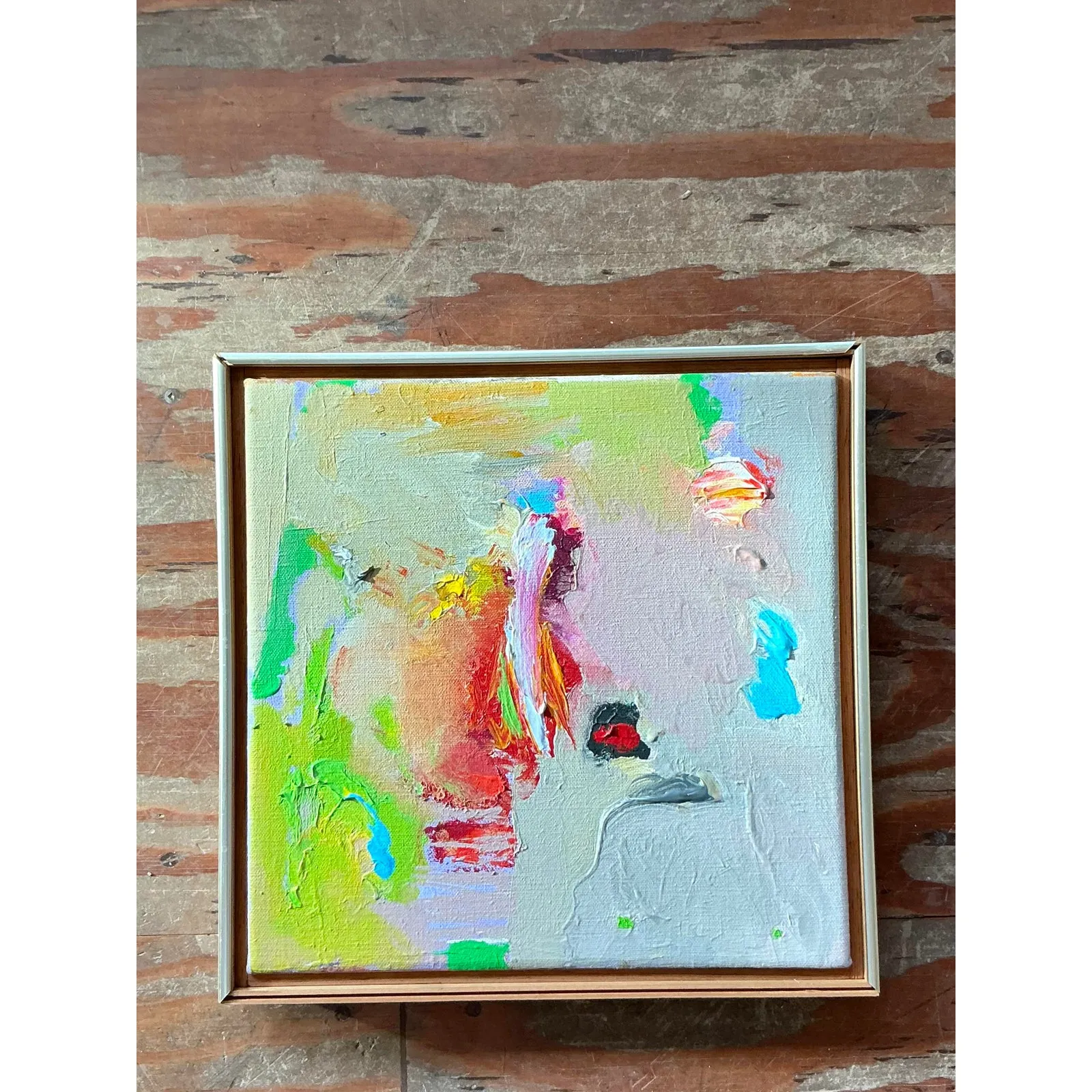 Vintage Boho 1980s Abstract Oil Painting on Canvas — additional photo 7