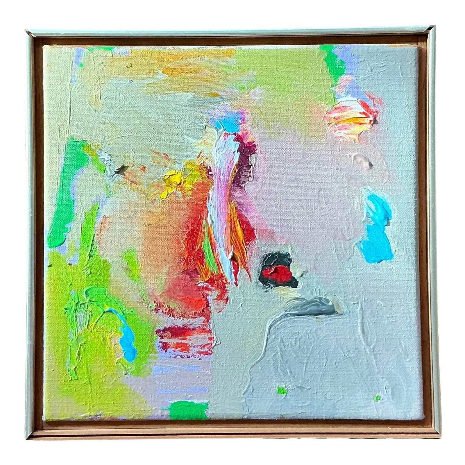 Vintage Boho 1980s Abstract Oil Painting on Canvas — additional photo 1