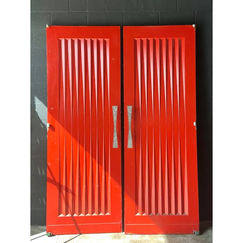 Vintage MCM Pleated Doors With Inlay Handles -Set of 2 — additional photo 1