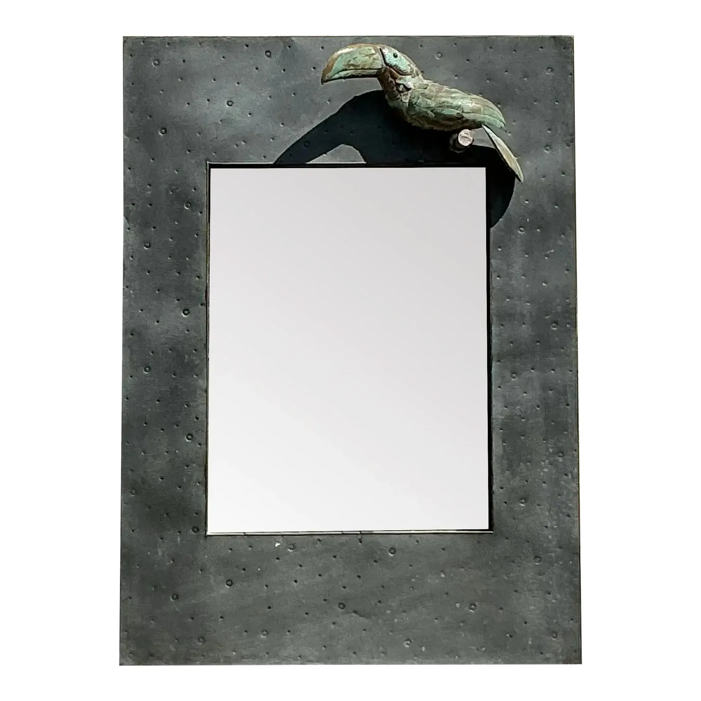 Vintage Coastal Hammered Metal Toucan Mirror — additional photo 1