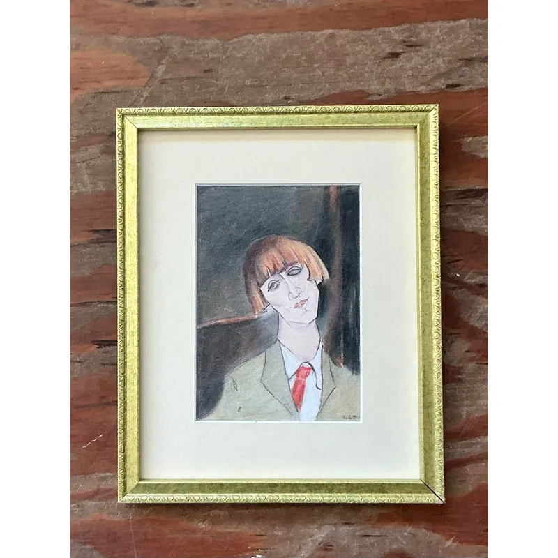 Vintage Boho Original Portrait on Paper — additional photo 8