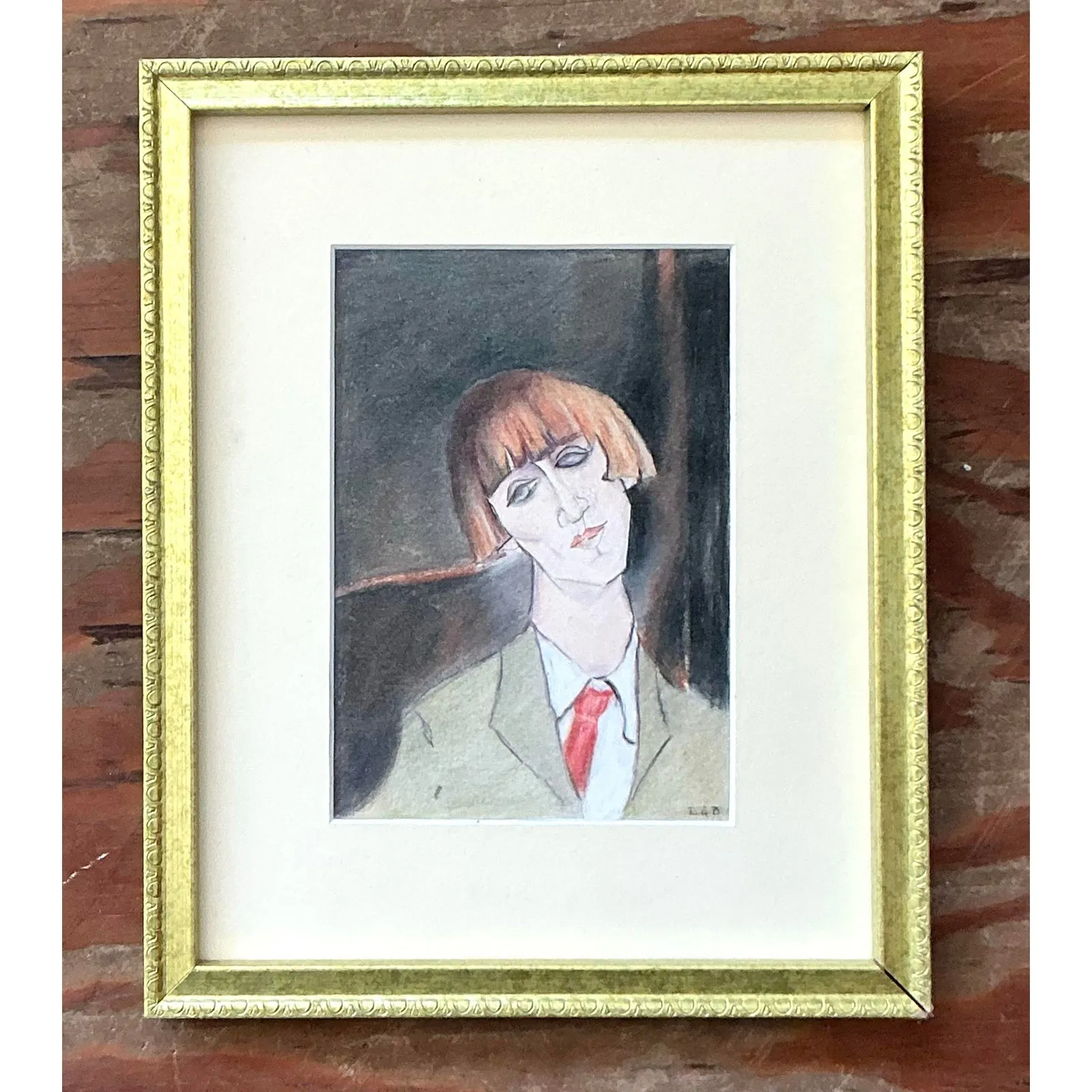 Vintage Boho Original Portrait on Paper — additional photo 2
